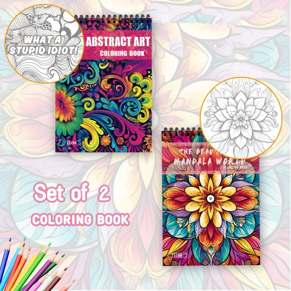 مجموعة كتب تلوين ماندالا مكونة من قطعتين، طراز تجريدي، 30 تصميمًا فريدًا، 11.2 × 8.3 بوصة، هدية مثالية لأعياد الميلاد والعطلات