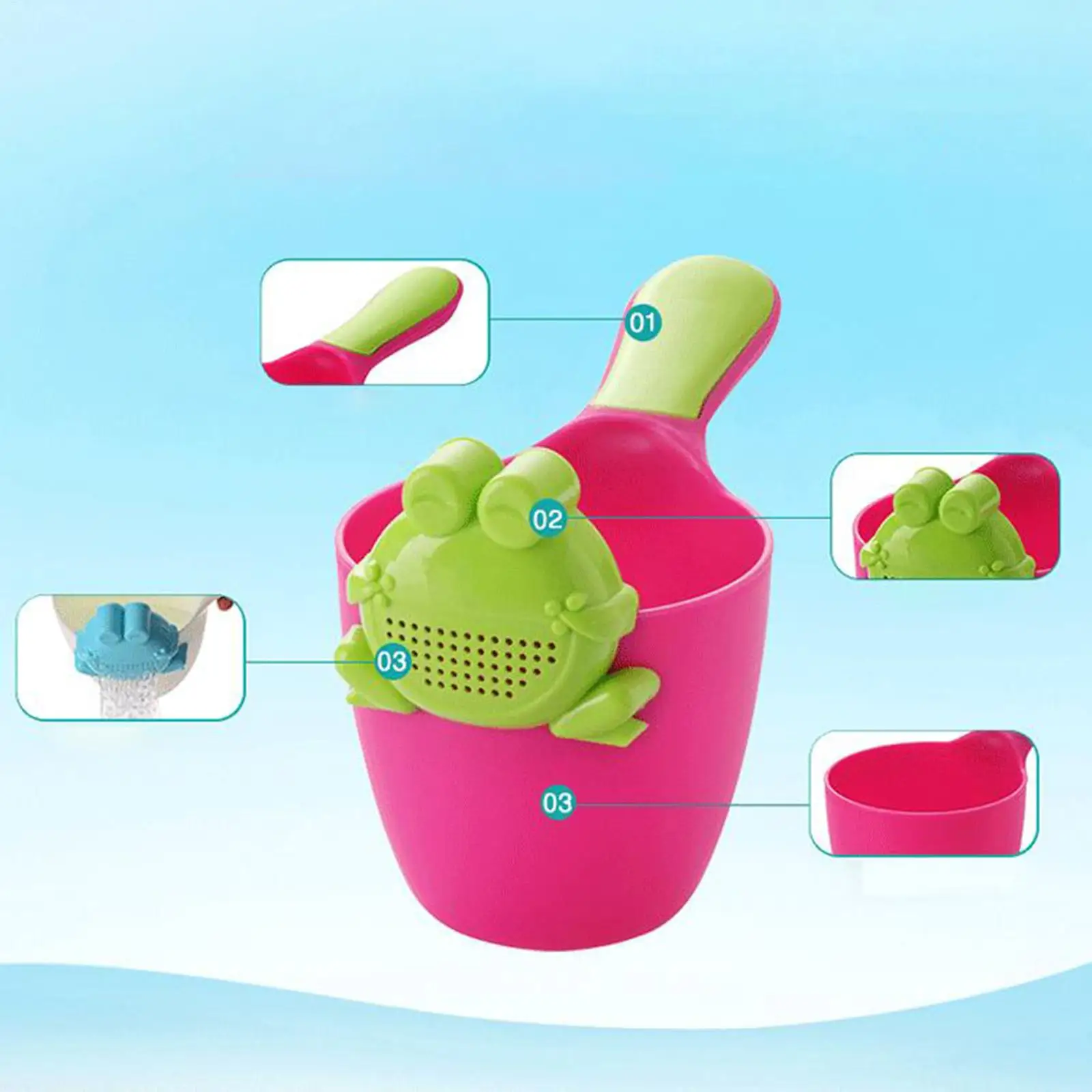 

Baby Kids Bath Pail Body Washing Shower Rinser Shower Cup with Bear Design for Rinsing Hair and Protecting Infant Eyes