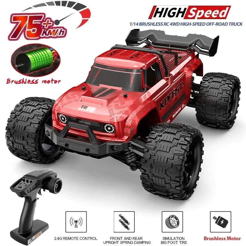 

KF18 1:14 4WD RC Car Внедорожный гоночный высокоскоростной бесщеточный двигатель 2,4G Автомобили с дистанционным управлением Грузовик 75 км/ч Грузовик со светодиодной подсветкой Игрушка