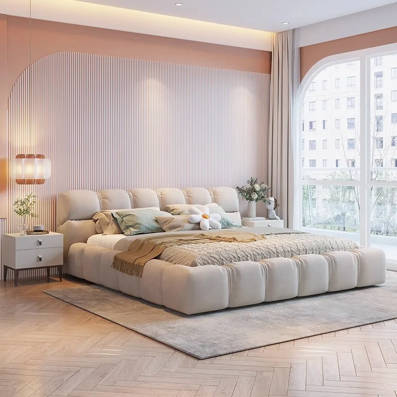 −For Modern king Size Luxury Queen Bedroom Furniture with Lights pink Bed Frame Luxury Hotel Beds Storage Bed Free Samples&