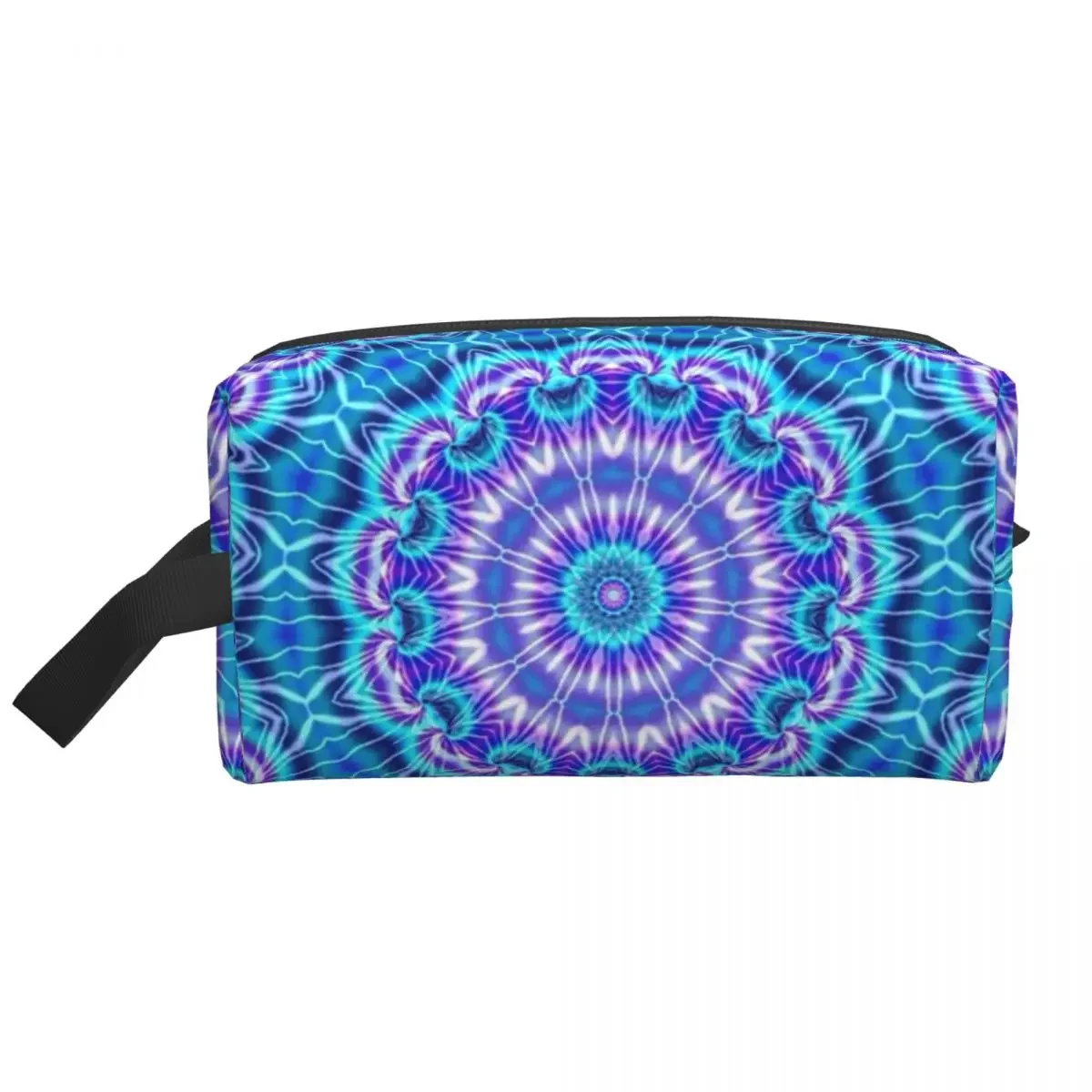 Custom Purple Circle Tie Dye Travel Toiletry Bag for Women Traditional Dyeing Art Cosmetic Makeup Bag Beauty Storage Dopp Kit