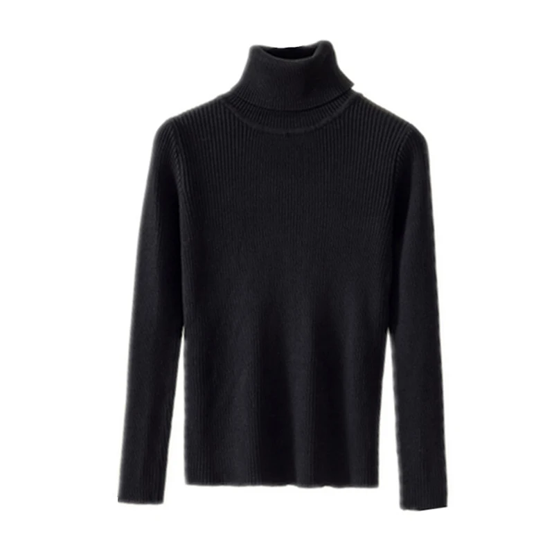 Suéteres de cuello alto para mujer, jerseys informales de Cachemira suave, suéteres elásticos de punto, suéter básico delgado para mujer, Invierno