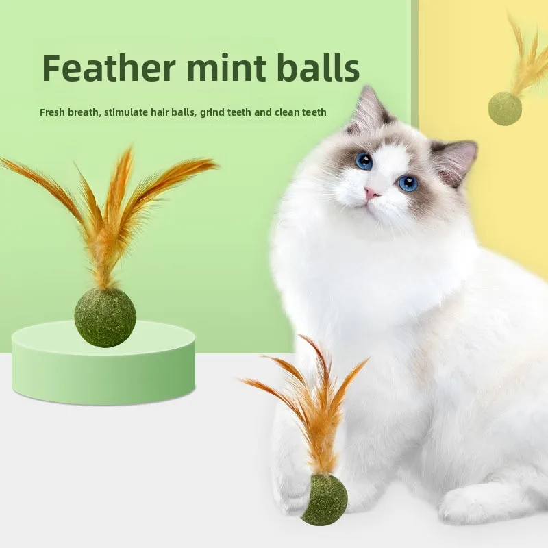 

New 3PCS Catnip Ball Cat Feather Toy Ball Cat Snack Teeth Grinding Hair Removal Balls Pet Toy Supplies