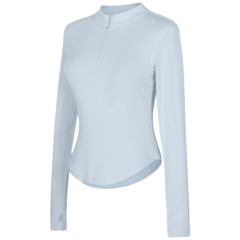 Woman Ballet Tops Stand Collar Dance Shirt Tops with Zipper Ballet Jacket Coat Cotton Long Sleeve Close-fitting Fitness Tops