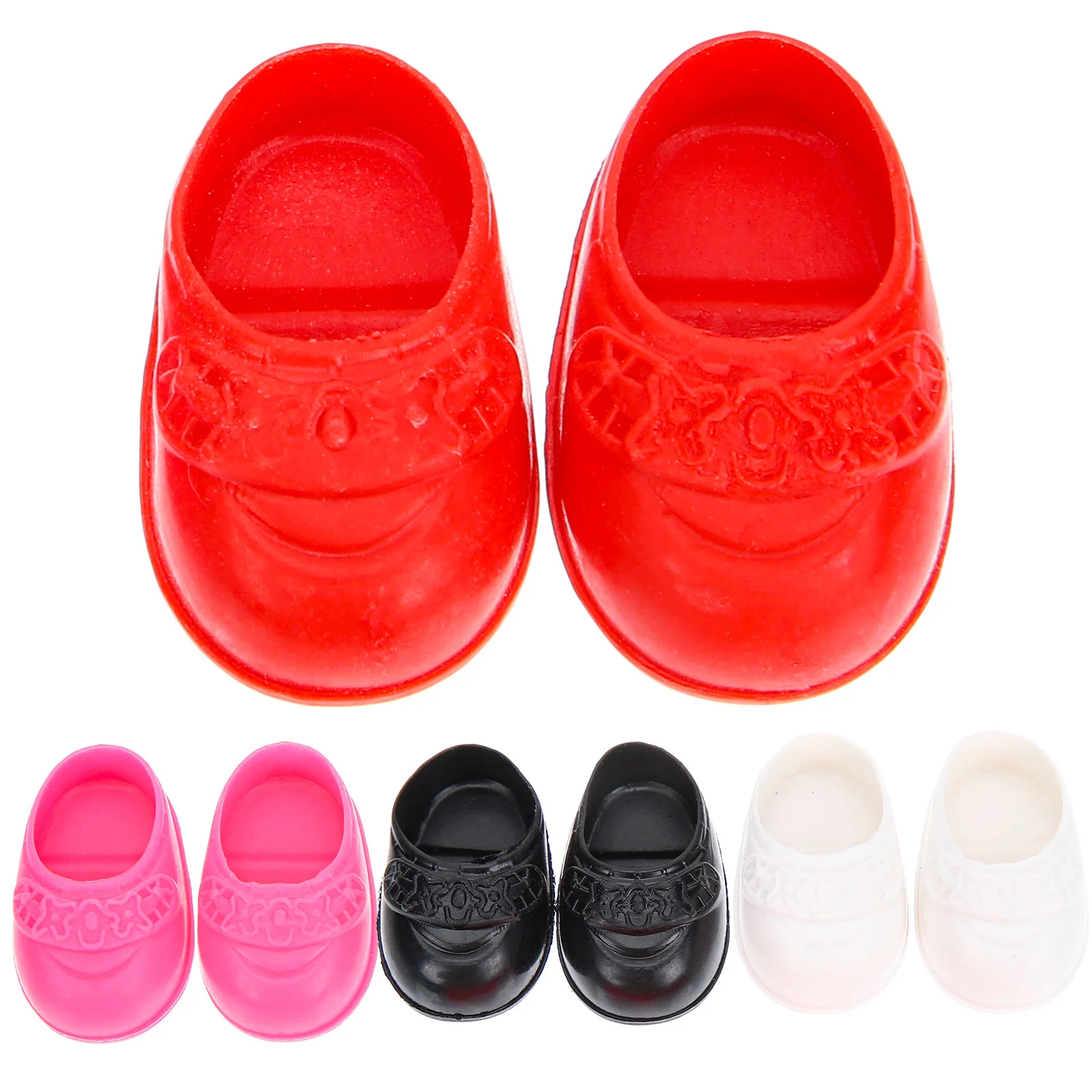 

4 Pairs Miniature Shoes 17cm Black Flat Kids Decorative Toy Mini House Accessories Birthday Gift Idea