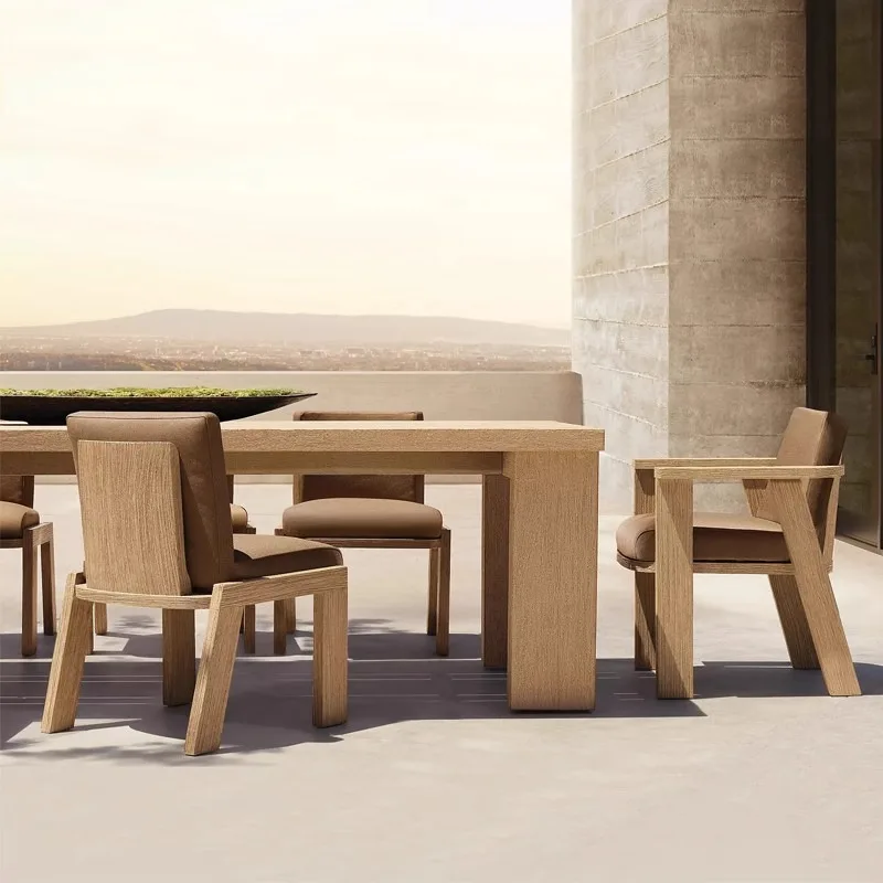 

Outdoor courtyard, teak table and chairs, casual dining chair combination, waterproof and sun protection