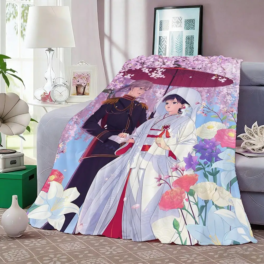 Anime My Happy Marriage Throw Lightweight 240g Flannel Blanket Soft Skin-friendly for Summer Cooling