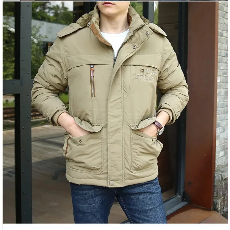 Male Men's Trekking Cold Multi-pockets Jackets Winter Luxury Coat Clothing Vintage Mountaineering Down Light Fishing Tactical