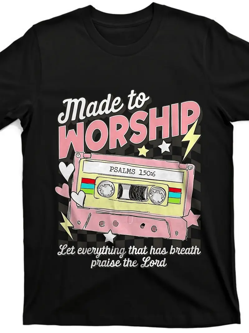 Made To Worship Scripture Bible Verse Christian Jesus Faith Plus Size T-Shirt For Men And Women Church Casual Daily Wear Gift