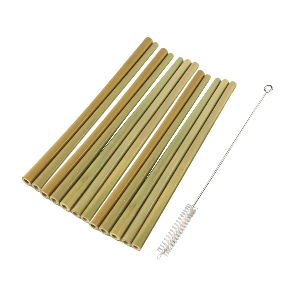 

20 Bamboo 2 Brushes Biodegradable Eco Friendly Biodegradable Srtaw Straw Set Bar Bamboo Straw Accessories Kitchen