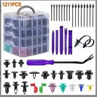 

Набор универсальных автомобильных крепежных клипс (1211 шт.) для бампера и крыльев автомобиля, в коробке