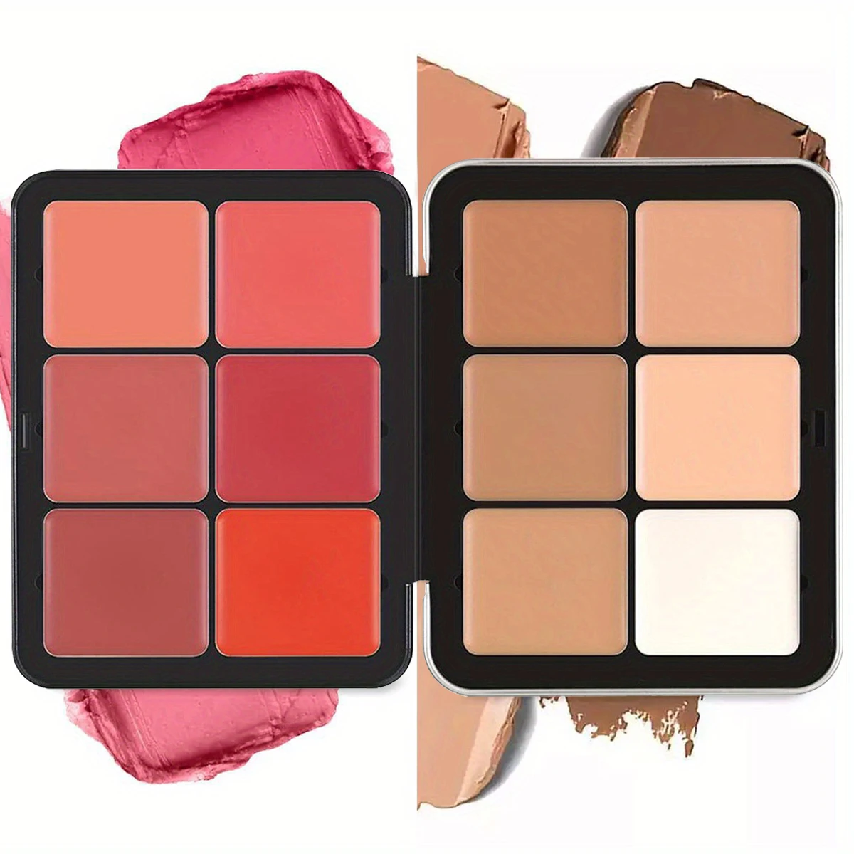 Correcteur 6 couleurs + Palette de fards à joues 6 couleurs, couvre les taches/mèches du visage, modifier les contours du visage, améliore le teint