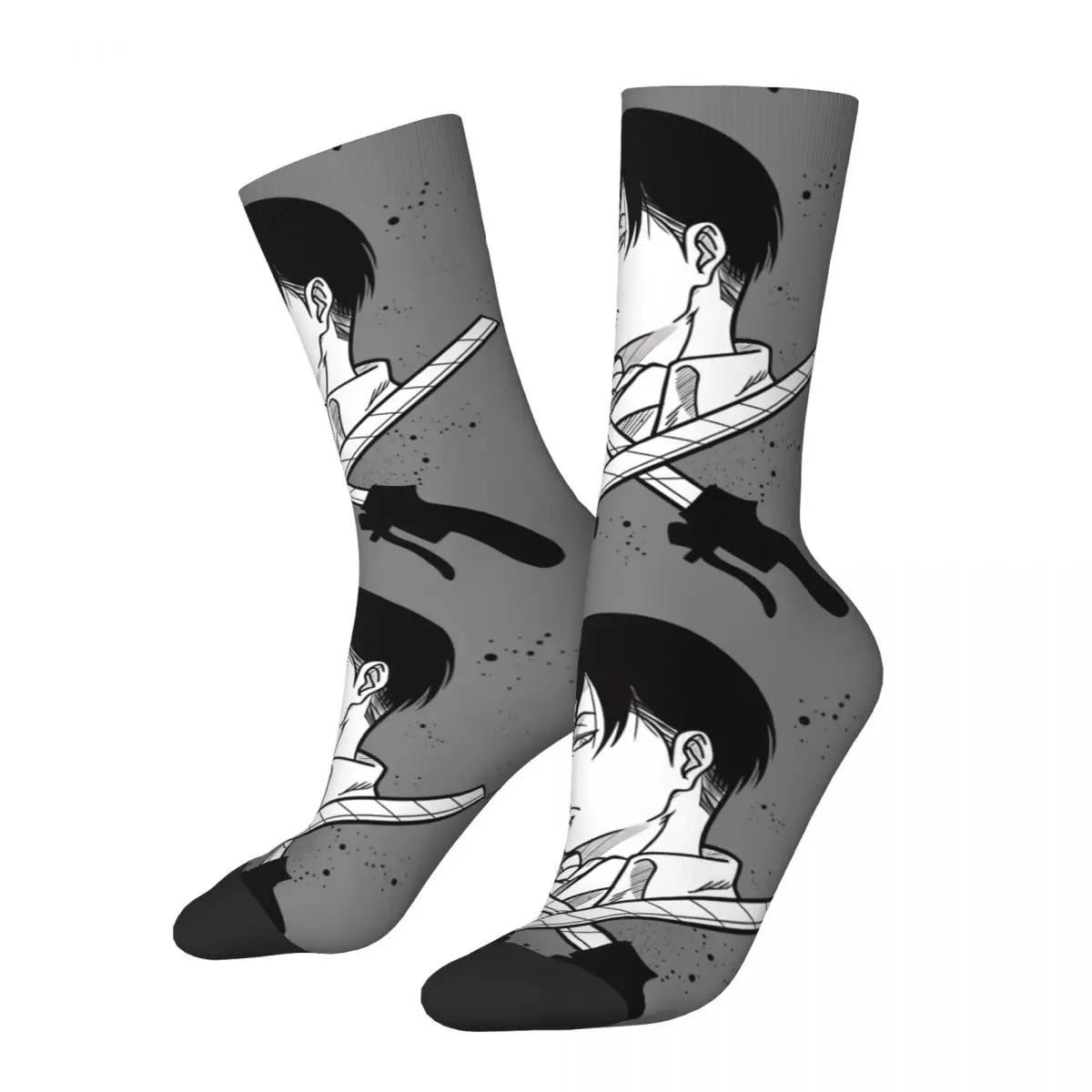 Hip Hop Retro Levi Art Work Crazy Men\'s compression Socks Unisex Attack on Titan Harajuku Pattern Printed Funny Novelty Happy