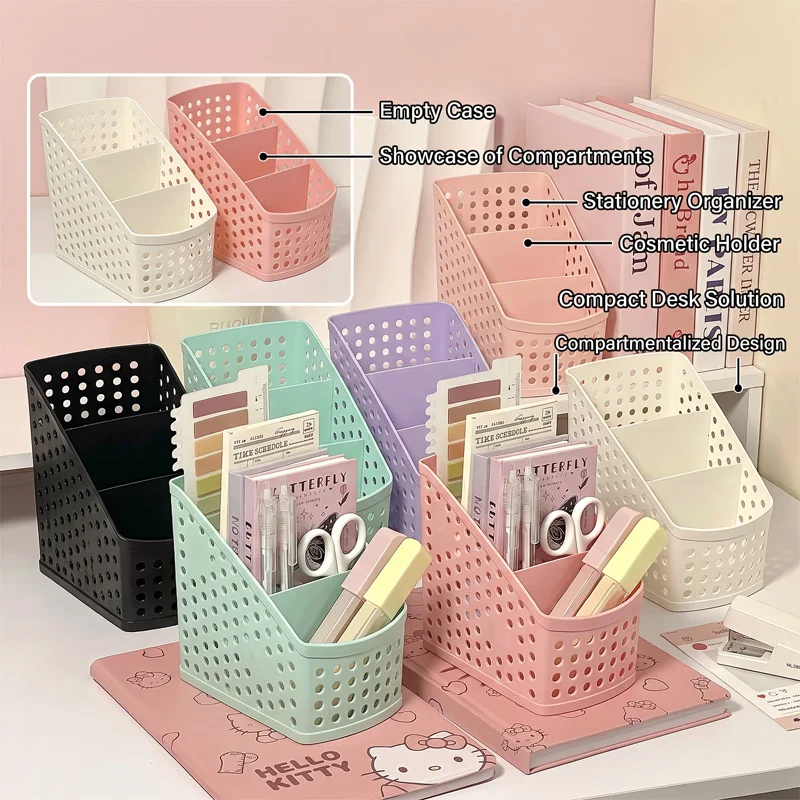 School Stationery Makeup Organizer Desktop Storage Box for Cosmetics Jewelry Stationery Plastic Organizer Container