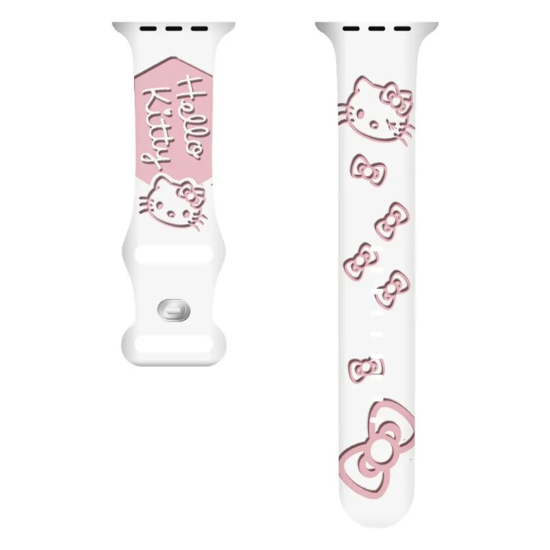 Sanrio Hello Kitty Strap for Apple Watch Band 44mm 42mm 45mm 49mm 40mm Engraved Bracelet Correa Iwatch Series 9 7 SE 6 8 Ultra 2