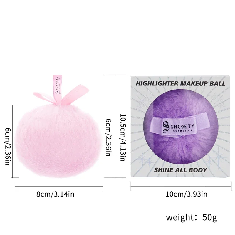 2 In 1 Big Puff Highlighter Makeup Powder  Plush Peach Ball  Loose  Setting  Sponge Cosmetic Tools