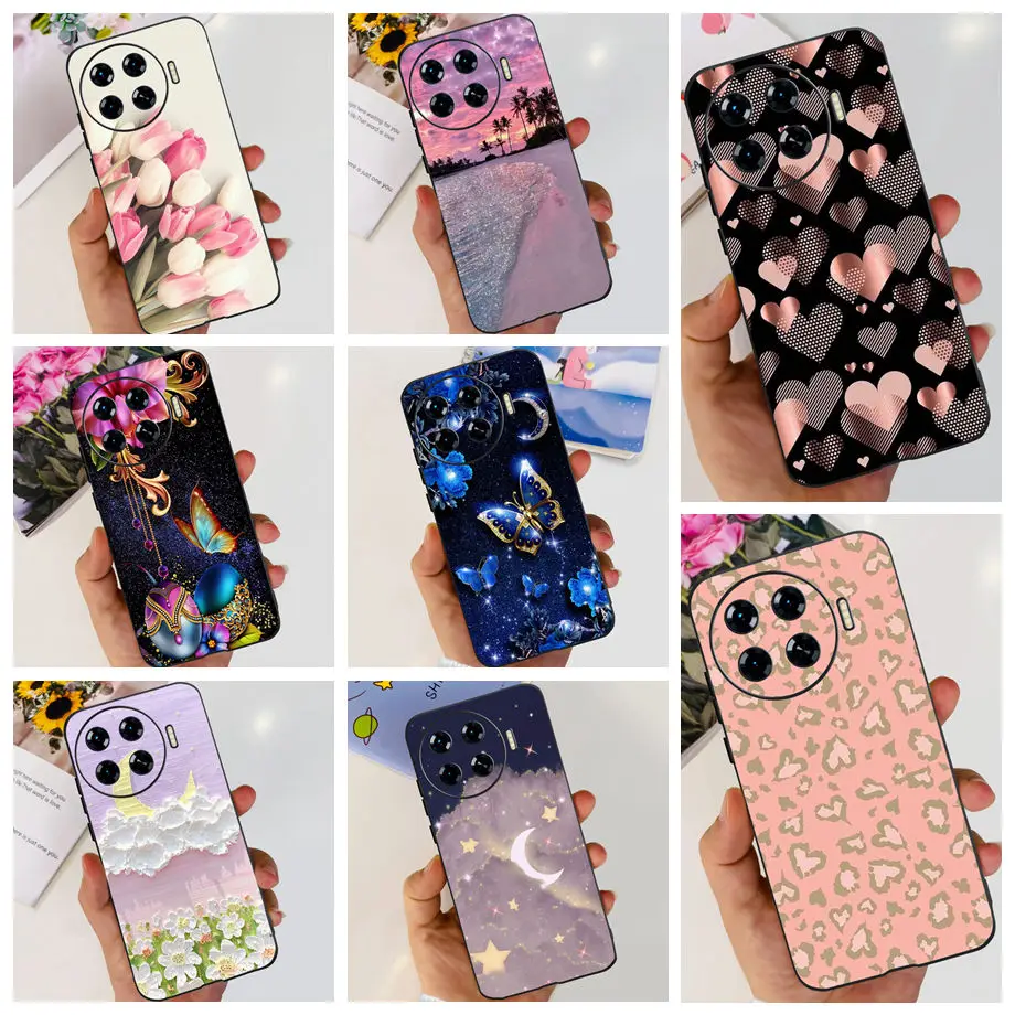 For Spark 20 Pro+ Soft Silicone Coque Fundas For Tecno Spark 20 Pro Plus Cute Colorful Painting Rose Flower Clear Bumper Shell