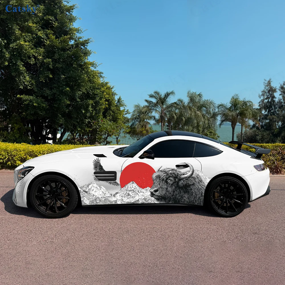 

Yak Eagle Snow Mountain Car Vinyl Wraps Decal Self-adhesive PVC Sticker Suitable for Trucks SUV Decoration Auto Accessories Gift