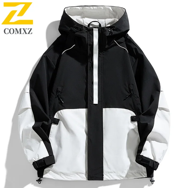 New Korean-style Jacket Men Spring Autumn Outdoor Hiking Waterproof Zipper Pocket Windbreaker Women's Casual Sports Hooded Coat