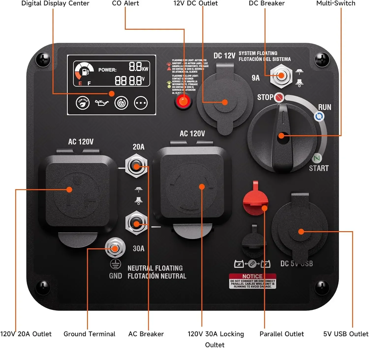 

Портативный инверторный генератор мощностью 4300 Вт, супер тихий газ с питанием для кемпинга на колесах на открытом воздухе
