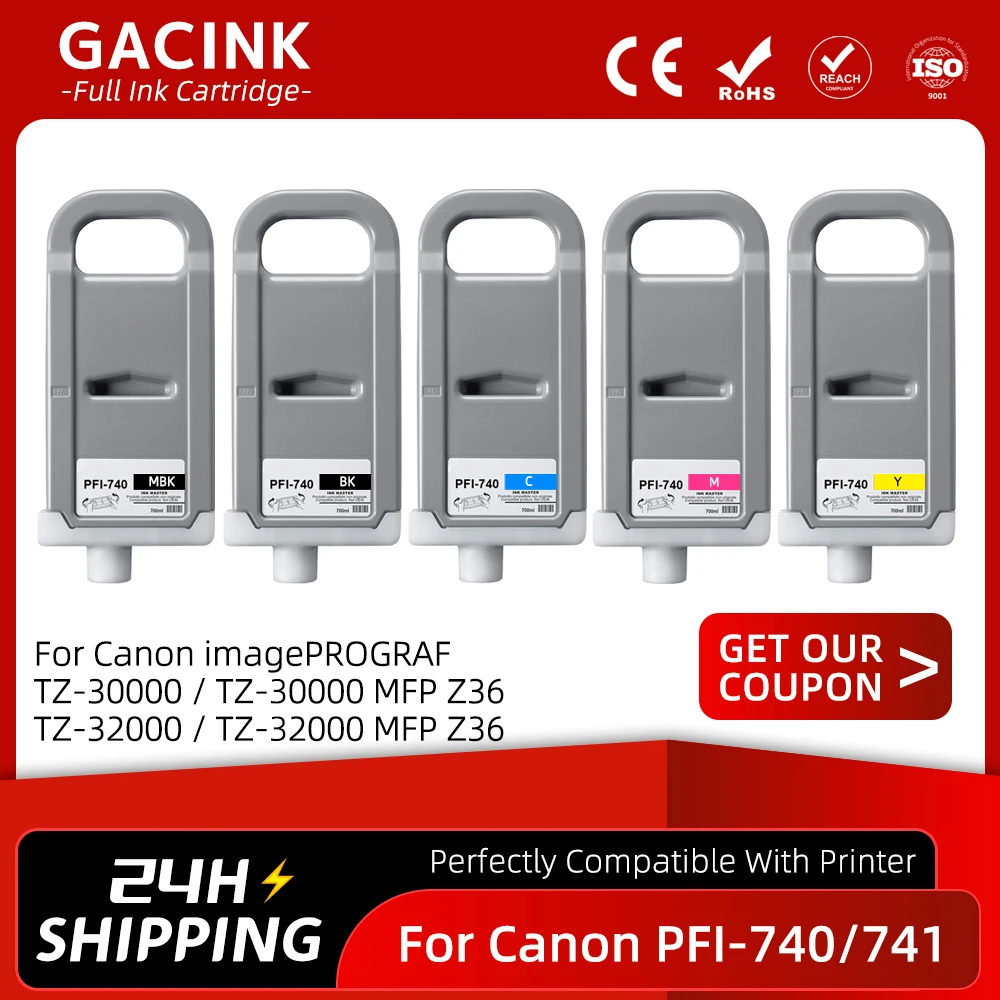 

700ML For Canon PFI-740 PFI-741 Full Ink Cartridge With Pigment Ink For Canon imagePROGRAF TZ-30000 TZ-32000 Plotter
