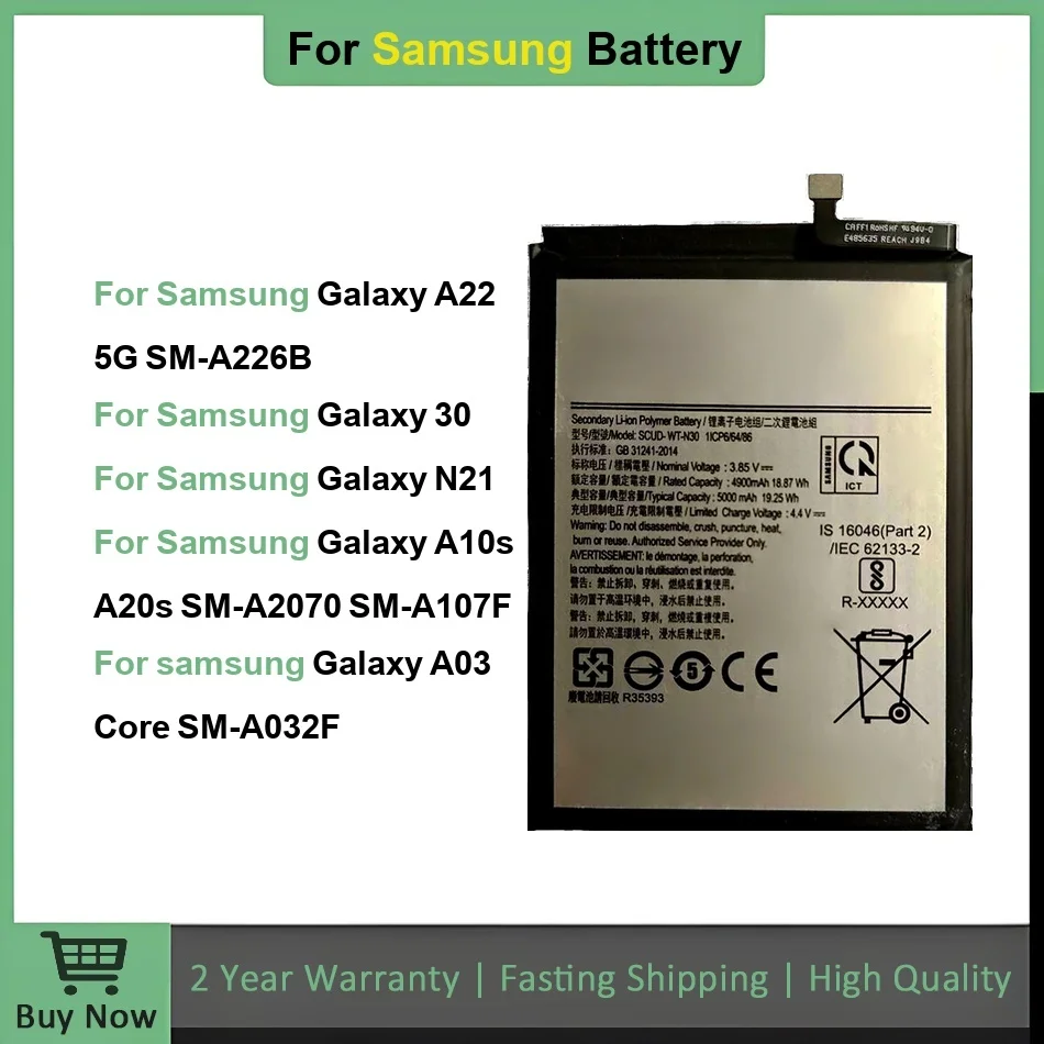 

Brand New Battery For Samsung Galaxy A22 5G A226B F42 A14 N30 N21 A10S A20S A2070 Honor Holly 2 Plus A03 Core SM-A032F