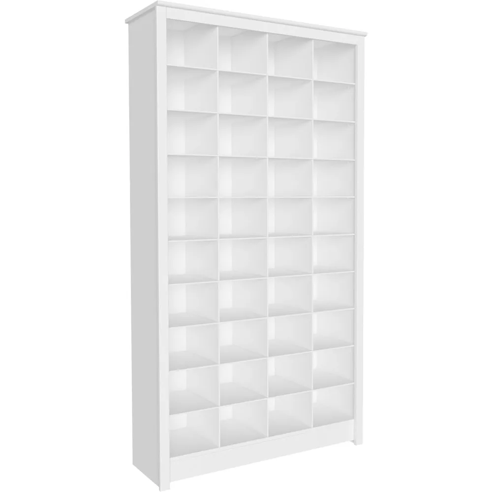 White Tall Storage Cabinet, Shoe Cabinet, Cube Storage Organizer with 40 Shoe Cubbies