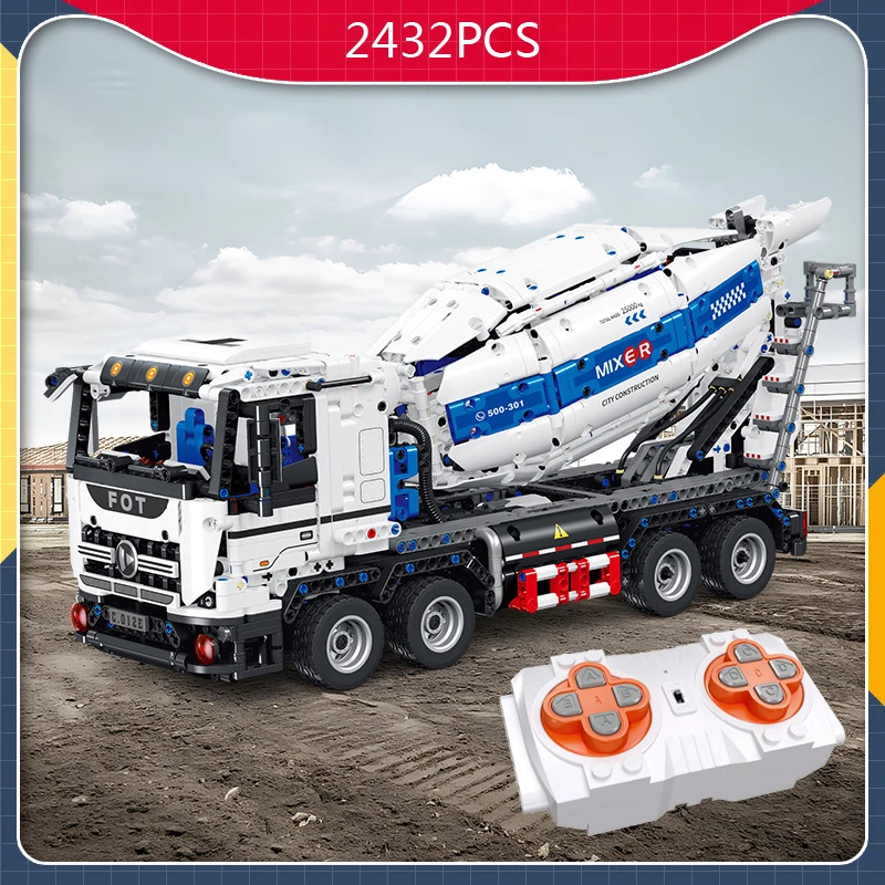 Technical Radio 2.4ghz Remote Control Building Block Engineering Vehicle Concrete Mixer Truck Brick Rc Toy Steam For Gift