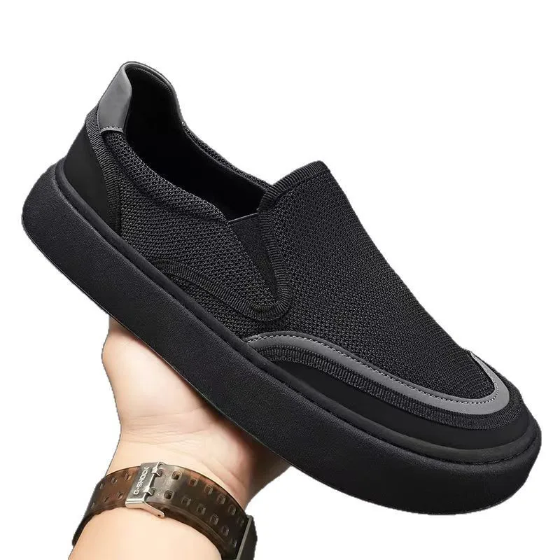Men's Slip-On Sneakers, Breathable Mesh Casual Shoes Lightweight Platform Loafers Non-Slip Walking Flats Wear & Outdoor Walking