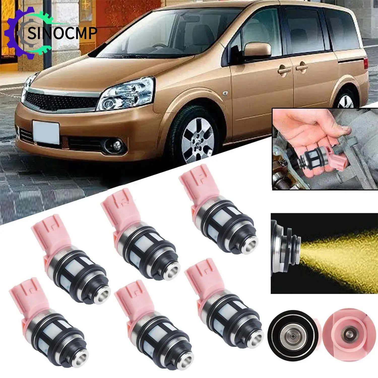 

6Pcs Fuel Injectors Nozzle for Nissan 3.0L 3.3L VG30E VG33E Engines JS23-4 16600-9S200 166009S200 166001B000 166001800 842-18124