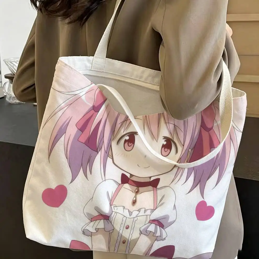 Magica Madoka mami Homura syaka kyoko Canvas Tote Bag Spacious Durable Shoulder Bag with Closure and Classic Perfect for Work