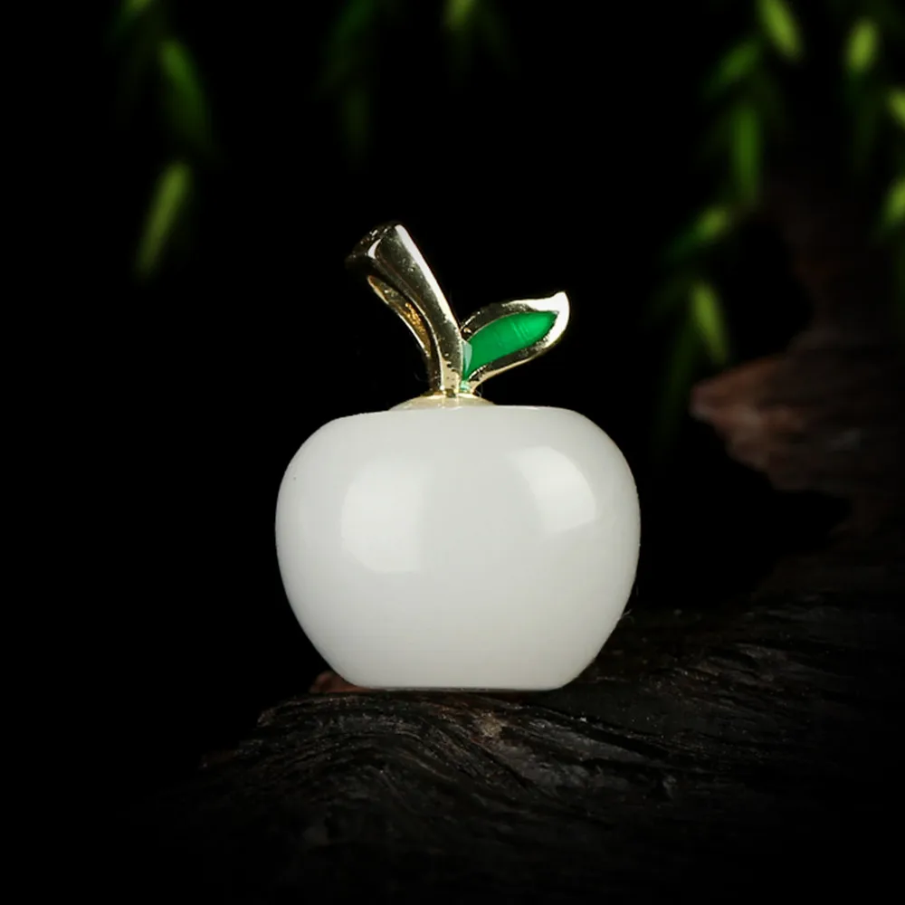White Apple High Quality Jewelry Pendant Natural Golden Silky Jade Necklace Fine Festival Gift Accessories Boutique Chain