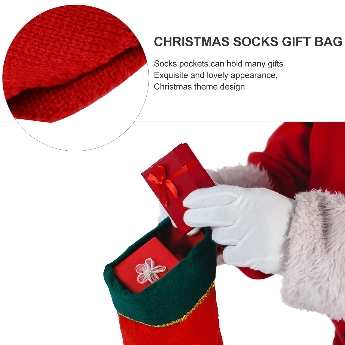 

1pc Christmas Stocking Knitted Holiday Decoration For Home Party Gift Storage Candy Holder Hanging Pendant Decor