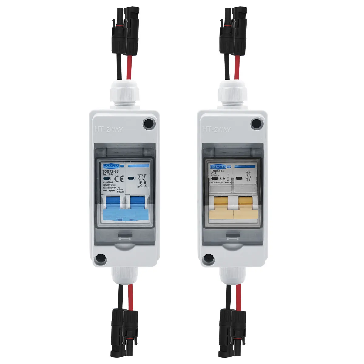 TOMZN fotovoltaïsche PV-combinatorbox op zonne-energie met DC MCB IP65 HT 2 manieren 600/1000V 1 ingang 1 uit DC met bijpassende draden Waterdichte doos - afbeelding 2