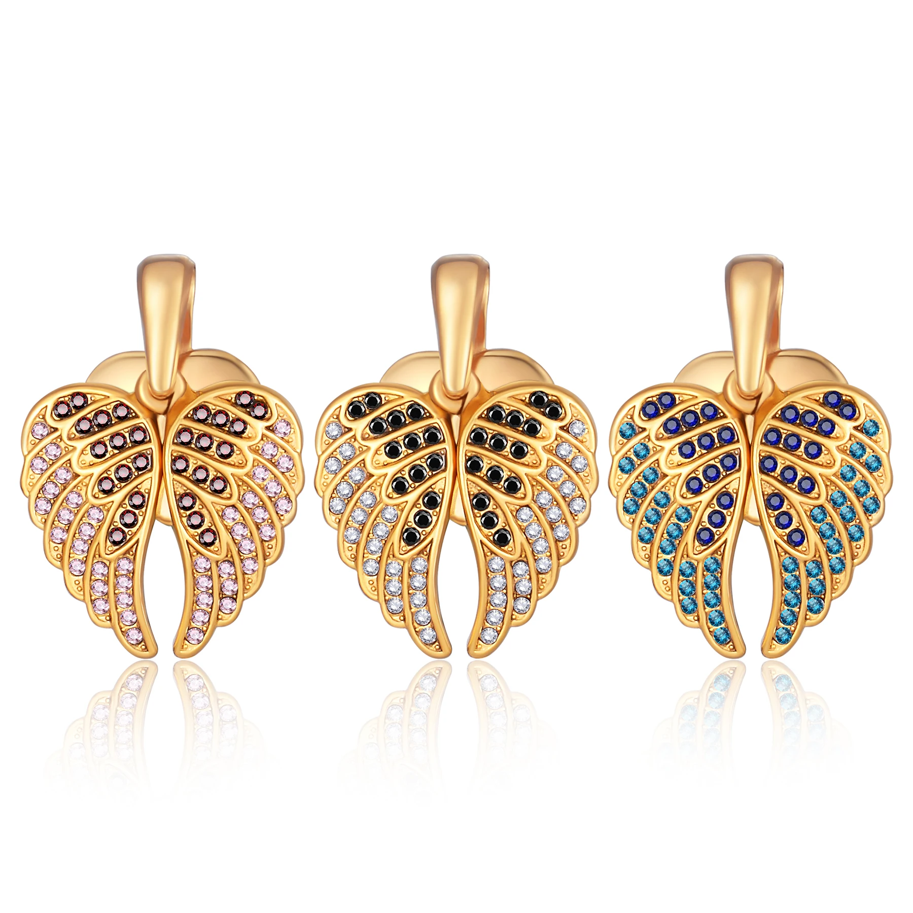 2Pc Zircon Heart Angel Wings Openable Pendant Personalized Stainless Steel Jewellery for DIY Necklace Bracelet Jewelry Accessori