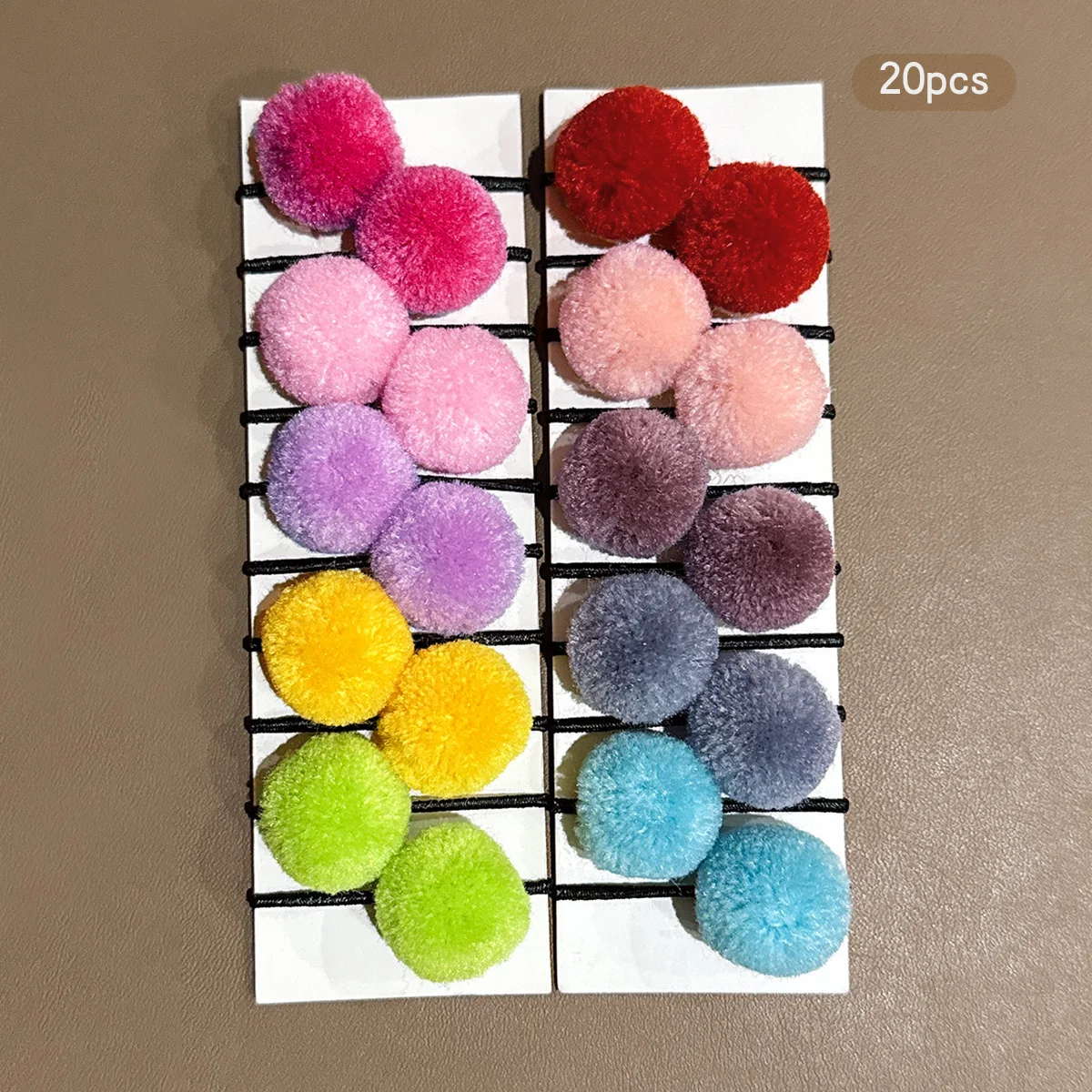 20 Colored Pom-Pom Hair Clips Sweet Style Hairbands Suitable for Daily Use Accessories