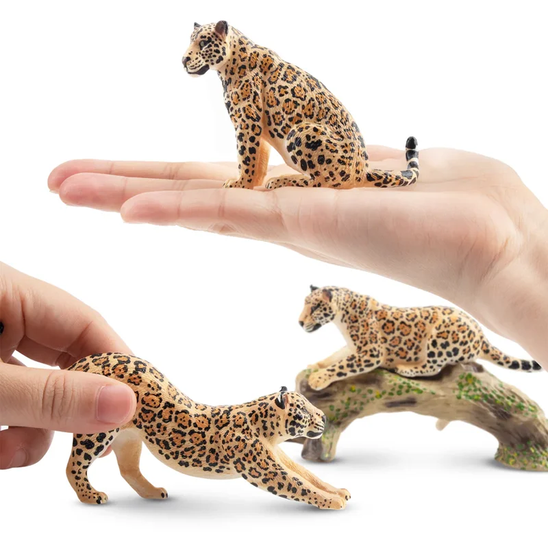 7Pcs Simulation Jaguar Family Wildlife Animal Model Toy Mini Jaguars Figures Dolls Action Figurines Toys for Children Set Gift