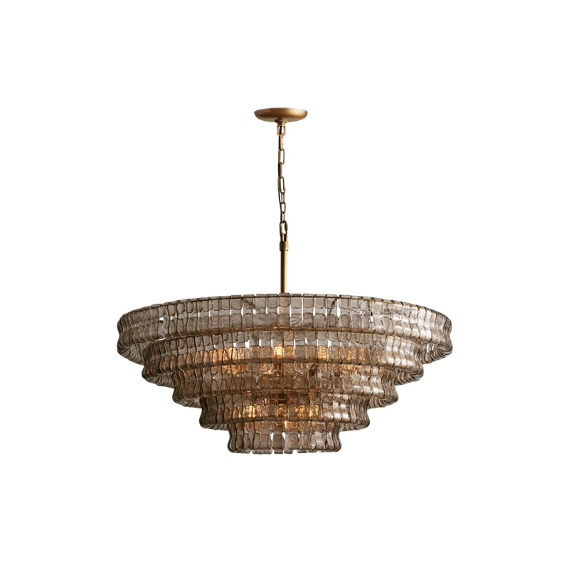 Art Deco 2-5 Layer Murano Dimmable LED Chandelier Round Oval Hanging Lamps Suspension Luminaire Lampen For Living Room