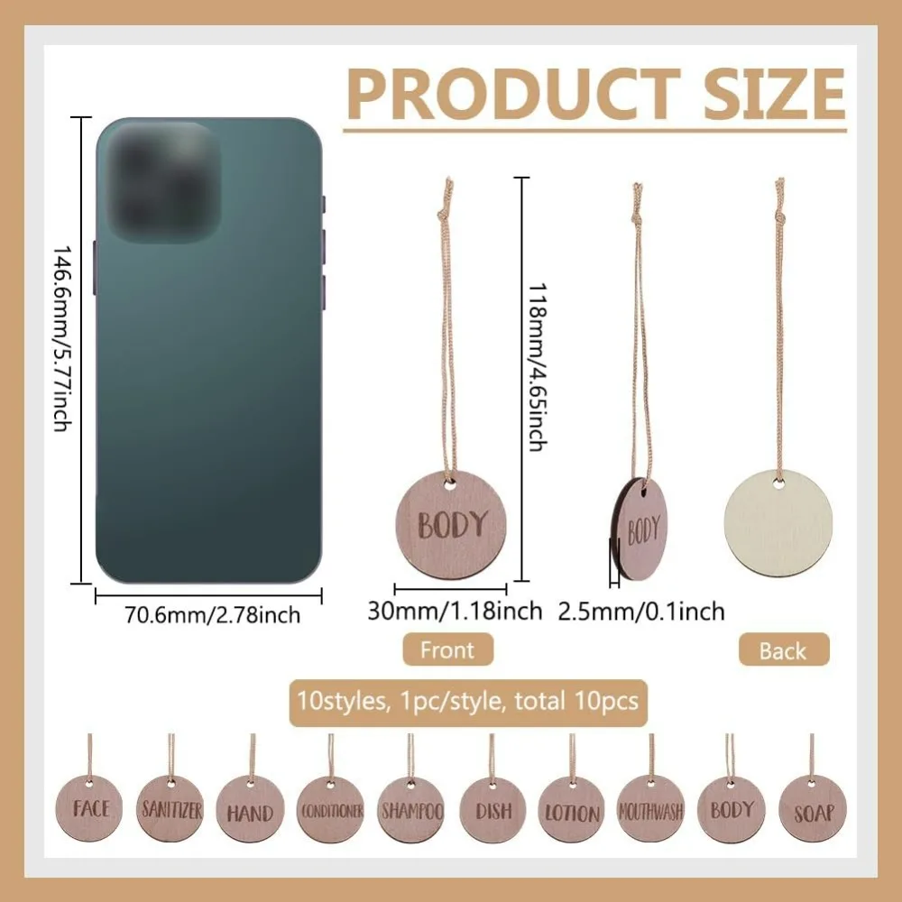10 Pcs Wooden Bathroom Labels for Bottles Camel Bathroom Label - Dish Hand Soap Lotion Shampoo Conditioner Body Face Mouthwash