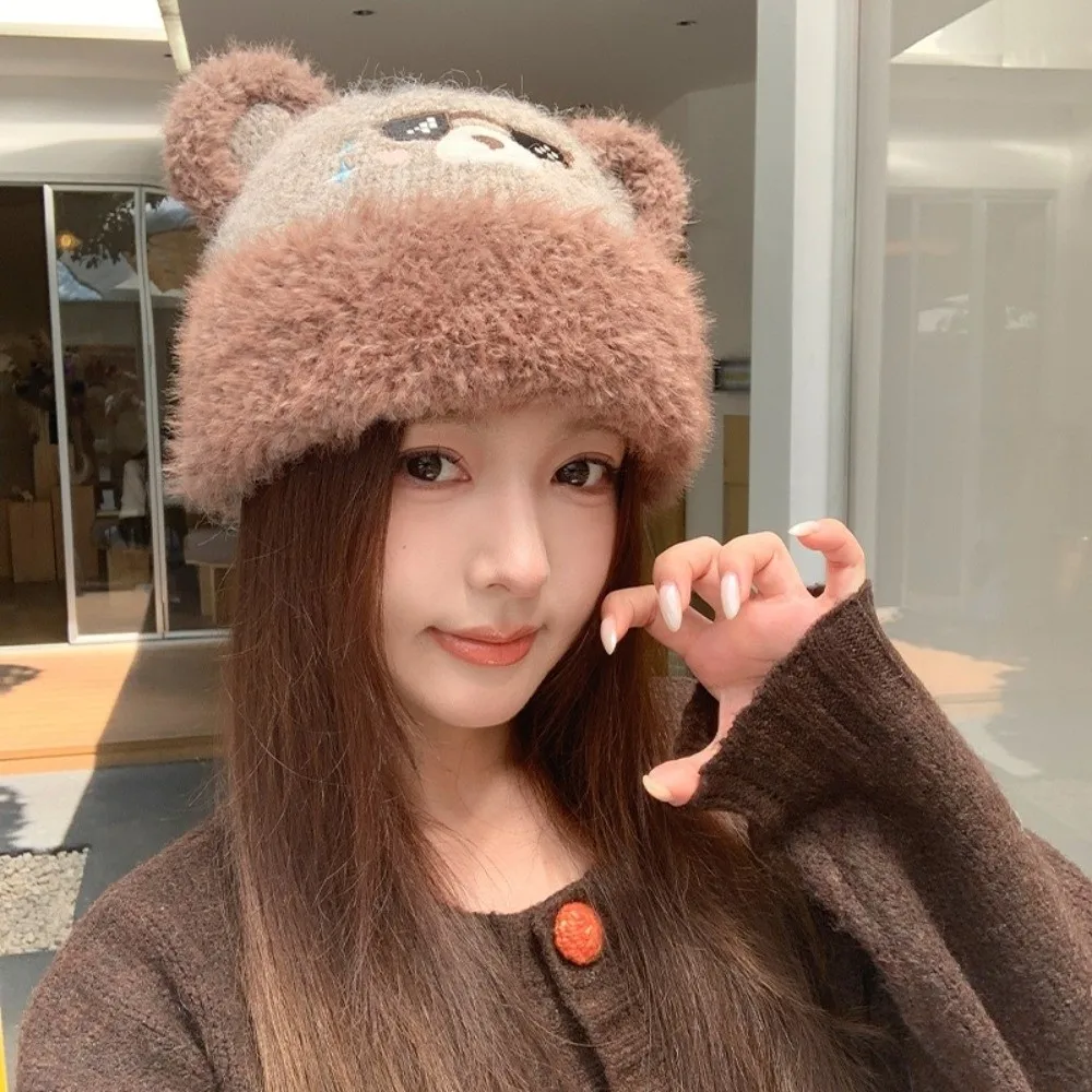 Polyester Knitted Beanie Face Slimming Design Large Head Circumference Winter Beanie Hat Windproof 56-58CM Warm Knit Hat