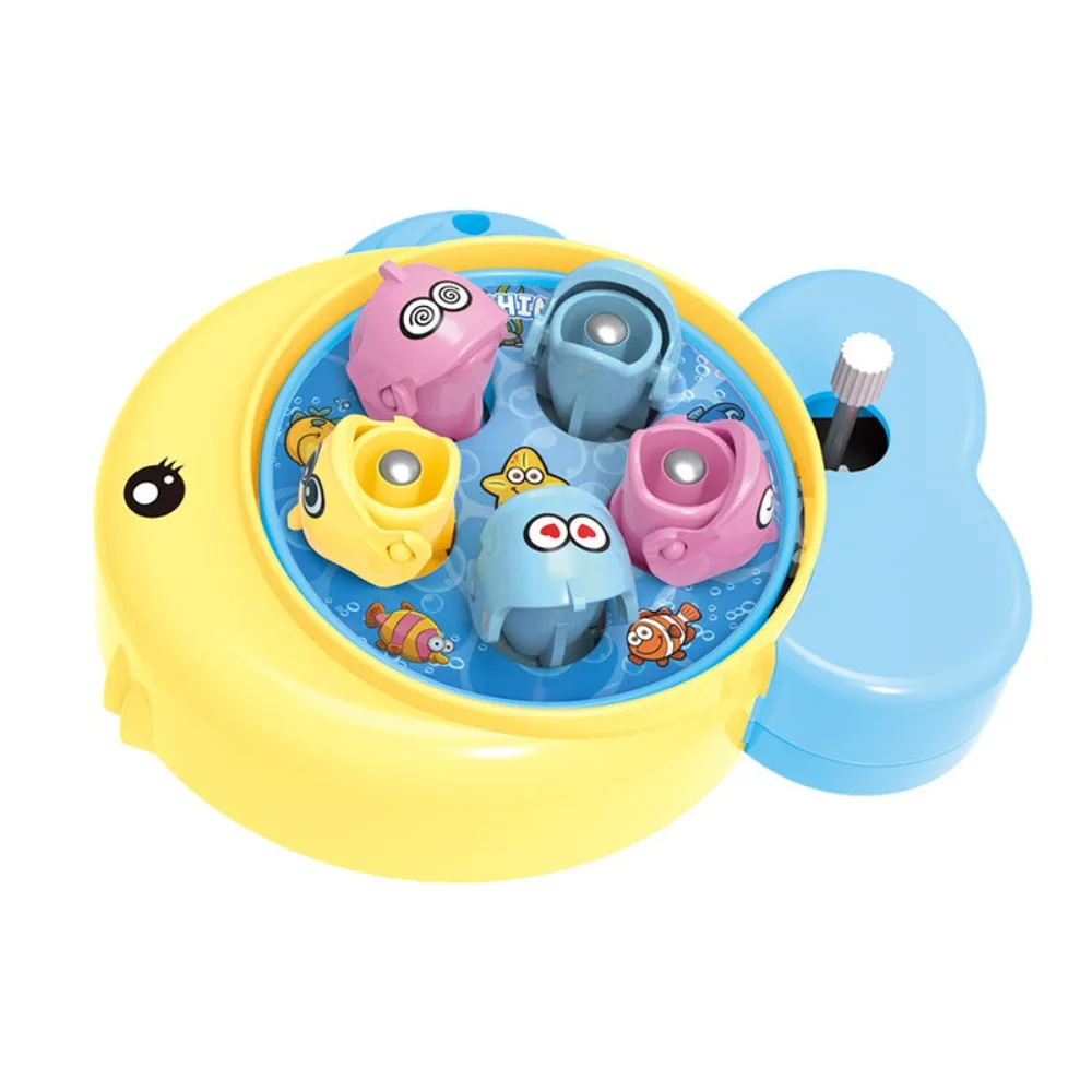 Interactive Magnetic Fishing Windup Chain Mini Water Spinning Wheel Fishing Rod Early Educational