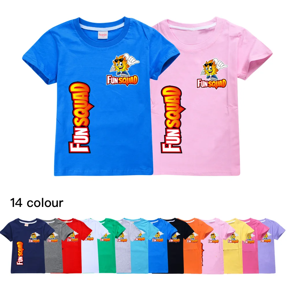 Fun Squad Gaming Children T-Shirts Game Tee Shirt Kids Cartoons Kawaii Casual Clothes Boy Girl Tops Short Sleeve Pullover 2-16Y