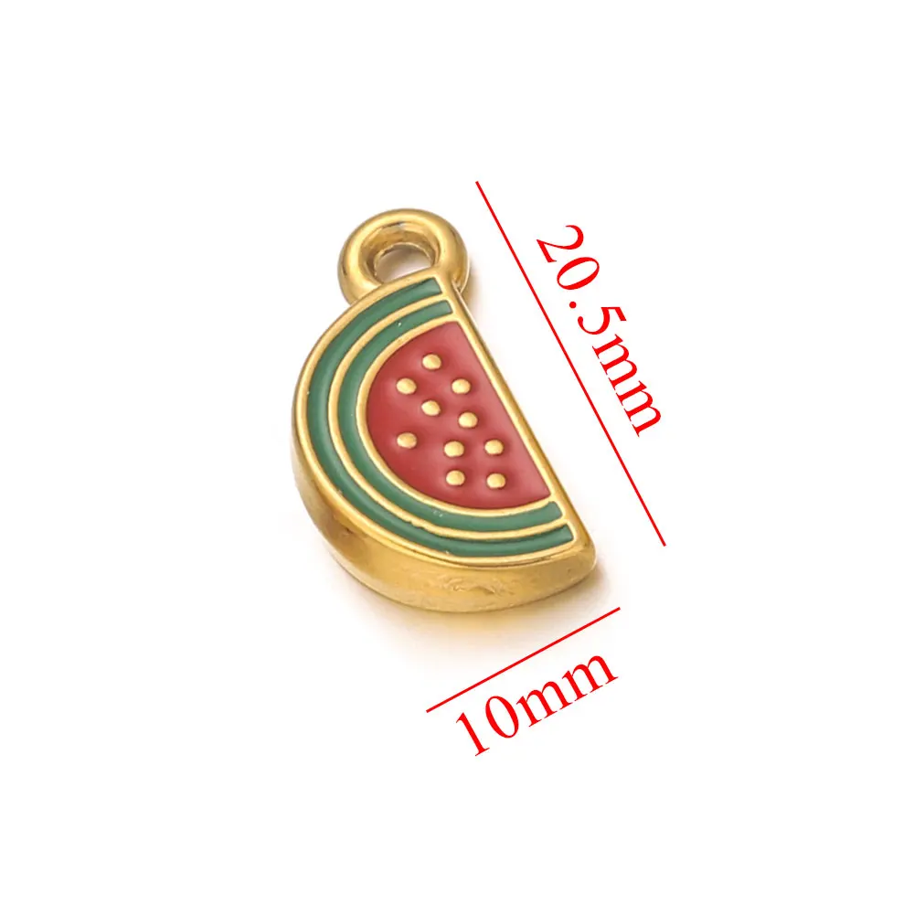 2pcs Enamel Fruit Animal Pendants 18K Stainless Steel Cute Lipstick Charm For DIY Earring Necklace Jewelry Making Gift Wholesale