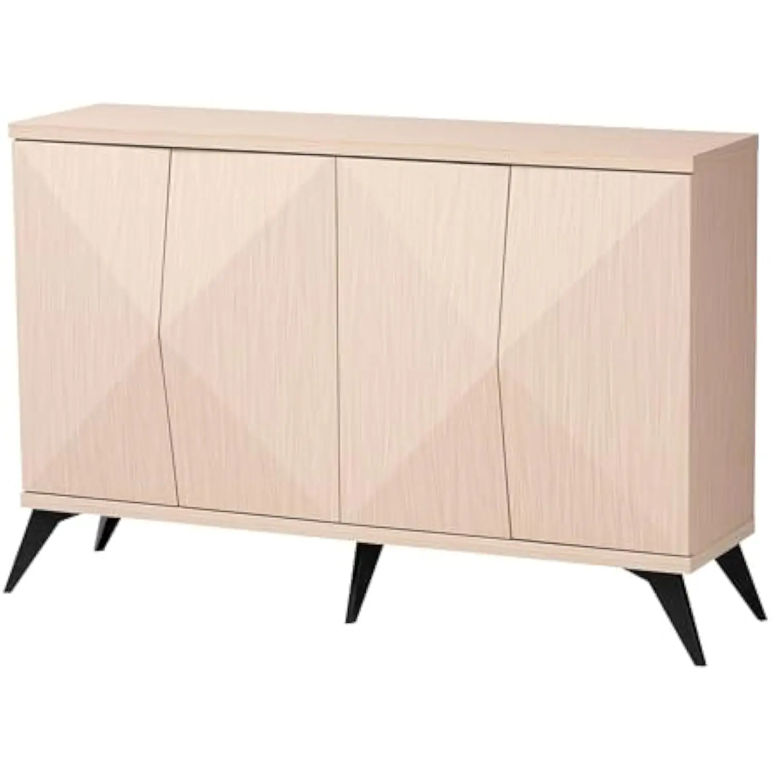 

Draper mid-century modern two-tone light brown and black wood 4-door sideboard buffet