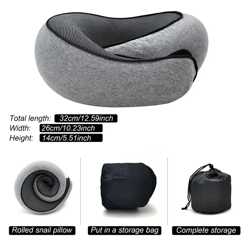 Snail Shape Memory Foam U Neck Cushion, Portable Adjustable Travel Pillow for Office Nap