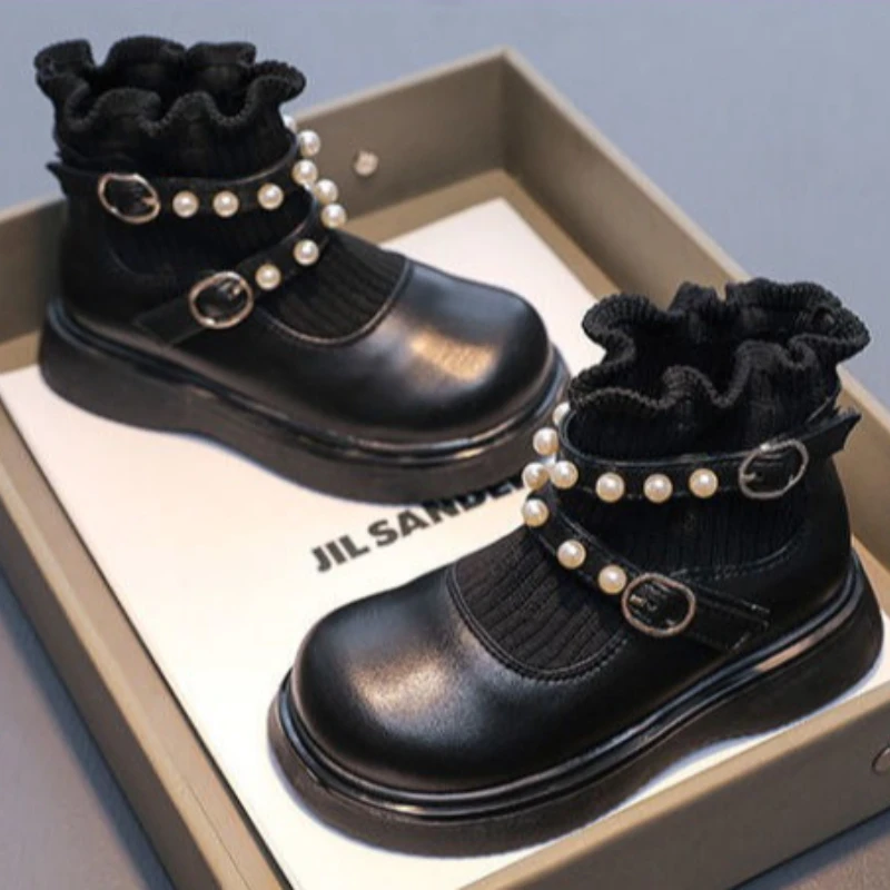 Spring and Autumn Fashion Design Non-slip Comfort Girl Chelsea Boots 2026 New Trend Beaded Round-headed Princess Boots