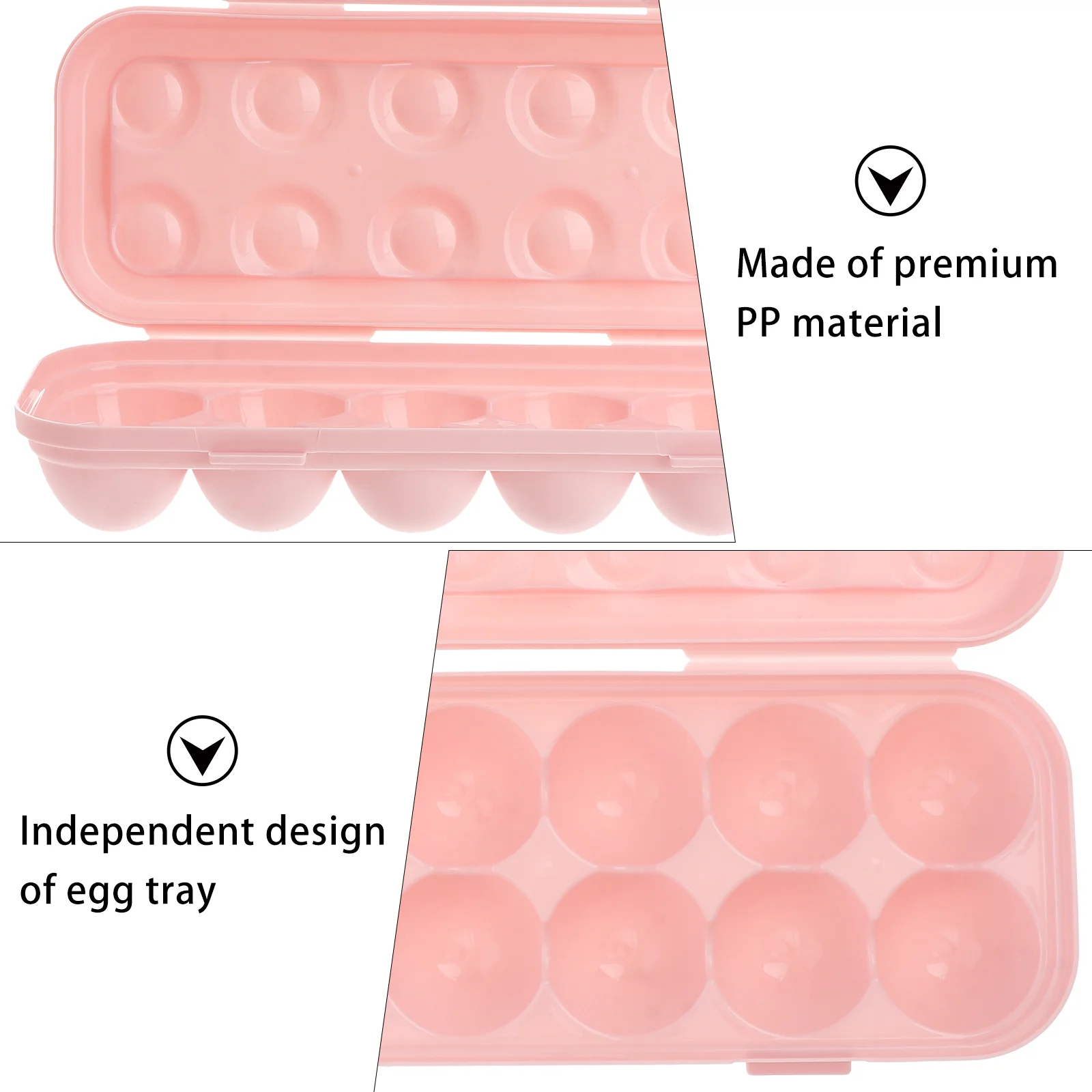 2 Pcs Refrigerator Egg Holder Practical Tray 12 Grids Rack Pink Storage Container