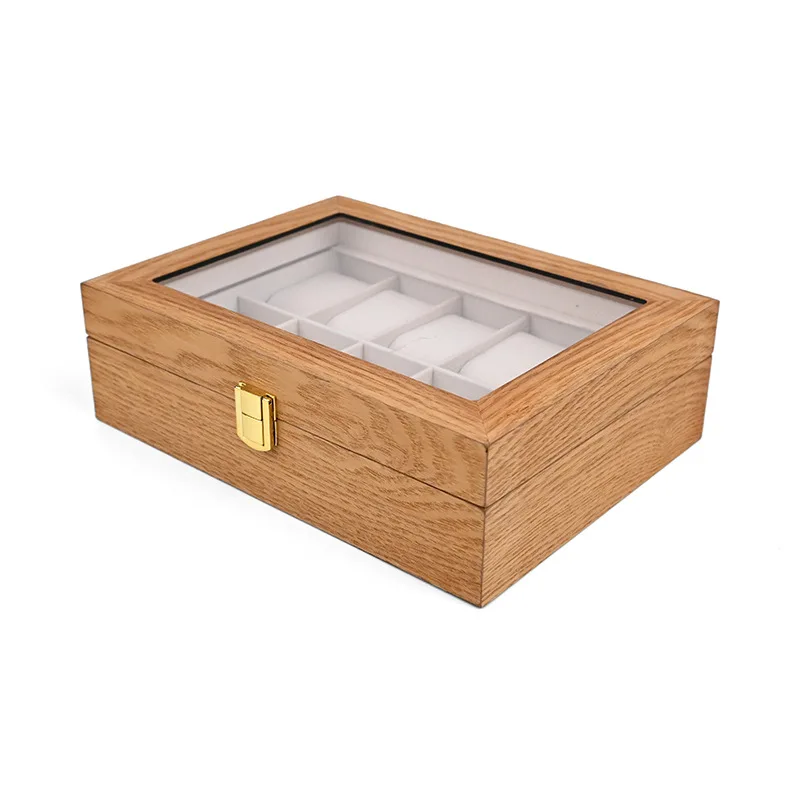 Wood Watch Jewelry Box Wooden Grain Watch Display Case 10 Slot Vintage Wood Watch Storage Box Organizer Walnut