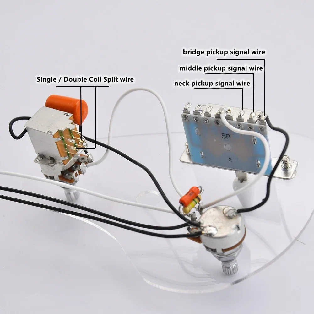 Harness Kabel Gitar Elektrik Alpha 500K Pots+5-Way Alpha Switch +Epi Jack HSH Pickup Dengan pot push pull