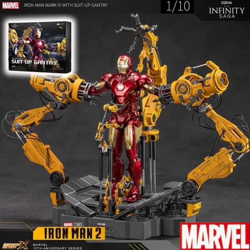 

New Marvel Zd Iron Man Mk4 With Suit-up Gantry Original 1/10 Tony Stark Model Action Figure Collectible Toy Kids Christmas Gift